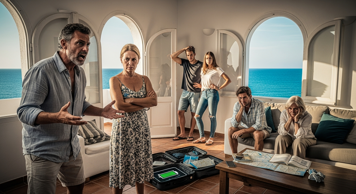 Frustrierte Touristen im Ferienhaus