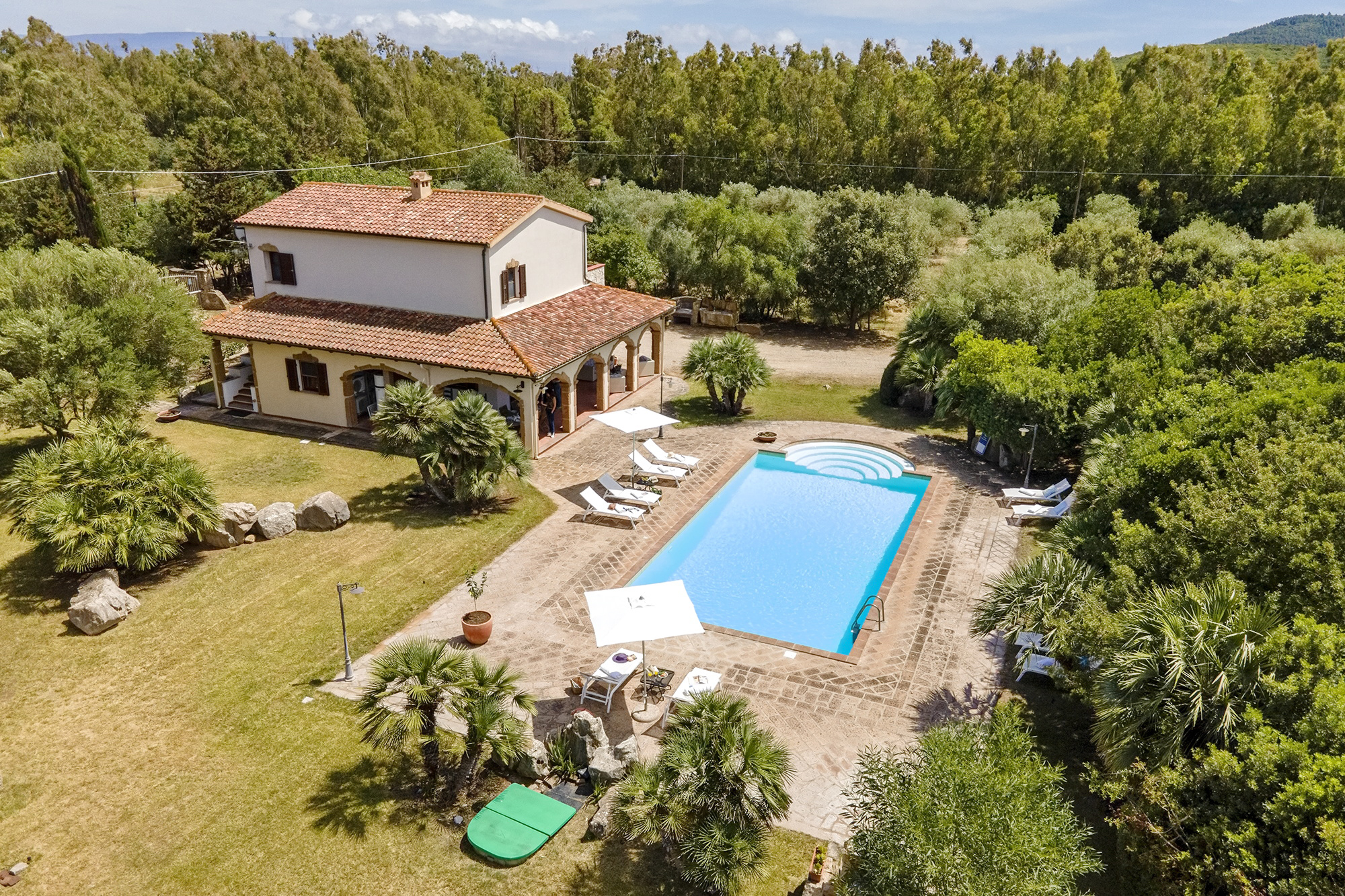 Villa L'Ulivo Luftaufnahme mit Pool und Olivenhain